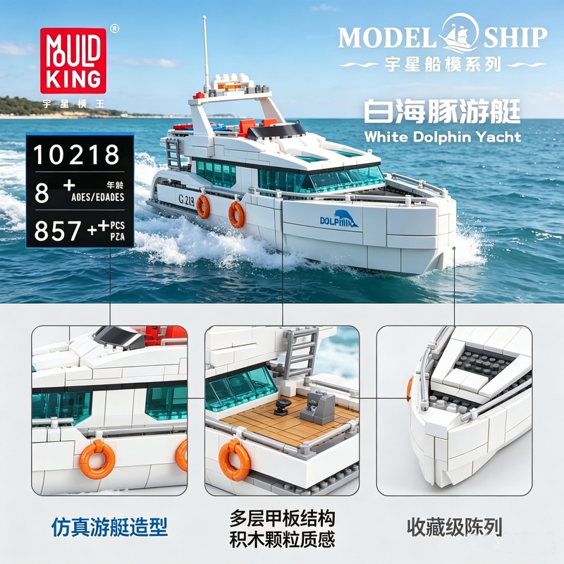 Model Kit Yacht - Mould King 857PCS 10218 Set Blok